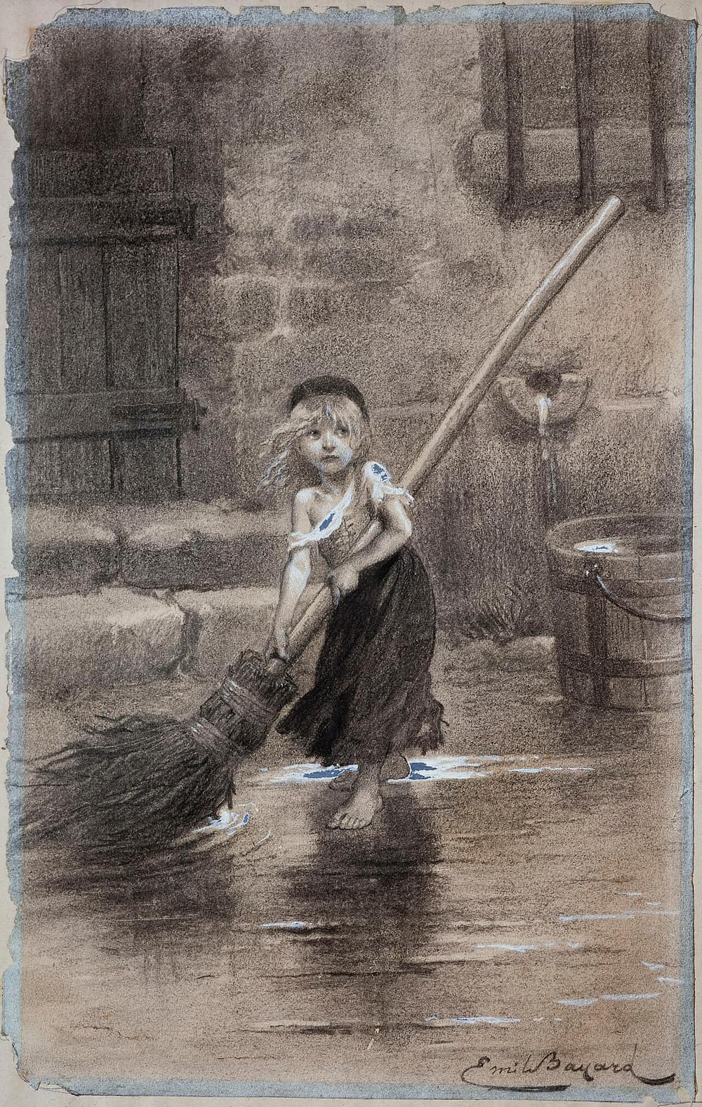 에밀 바야르가 1862년에 그린 레미제라블 초판 삽화 속 어린 코제트